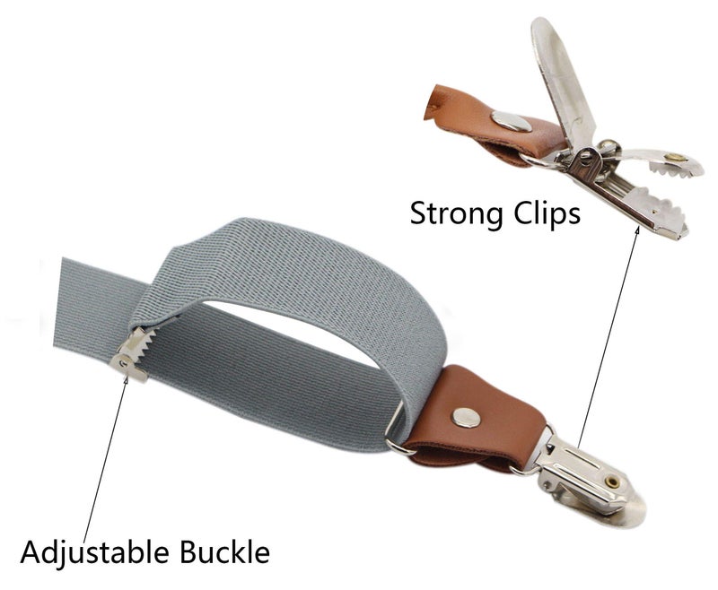 Timiot Menâ€™s Y-Back 4 Metal Clip Elastic Wide Suspenders Perfect For Both Casual&Formal (Light Grey) - Image 3